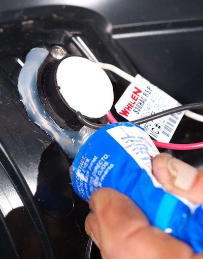 Place a bead of silicone sealant around each strobe unit.