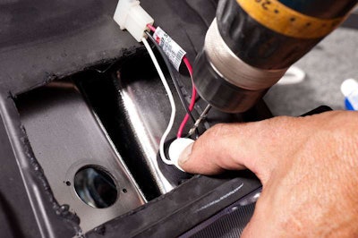 Use the self-tapping screws to hold strobes in place.