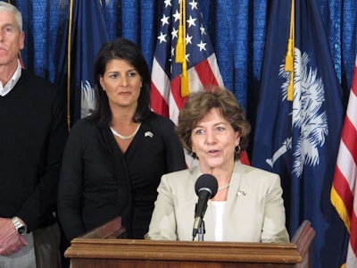 South Carolina Transportation Sec. Janet Oakley speaks following Gov. Nikki Haley’s announcement of her appointment in 2014. Oakley submitted her resignation June 1.