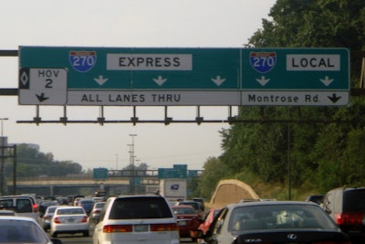 HOV 2+ lane on I-270, Maryland, US