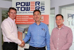 JLG’s Karel Huijser with Power Towers’ Brian King and Mark Richardson after signing the deal.