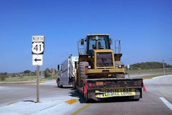 Oversized heavy equipment haul turn