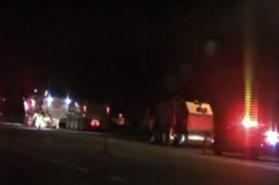 A still from KOIN TV footage at the scene of the accident.