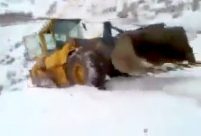 Wheel loader off mountain