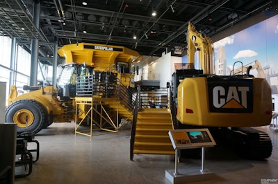 The main room of the Caterpillar Visitors Center at its Peoria, Illinois, HQ.