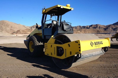 Bomag’s BW 213 features an 84-inch drum and an ECOMODE for reduced fuel consumption.