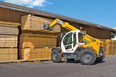 A Liebherr 432-7 telehandler. The company will manufacture a modified telehandler design to be sold under the Claas Scorpion brand.