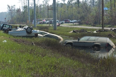 Flooded vehicles after Hurricane Katrina, Waveland, MS. (Photo Bruce W. Smith ©2005)