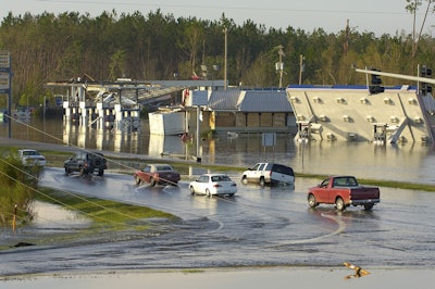Flooded vehicles are common during hurricanes and river flooding. (©2005 Bruce W. Smith)