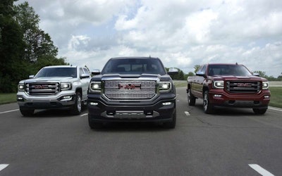 2016 GMC Sierra (L to R) SLT, Denali and All Terrain