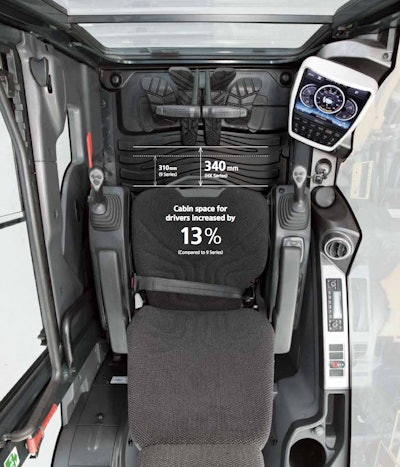 The HX Series cab provides 13 percent more leg room than the 9A Series.