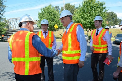Inslee at the Puyallup River Bridge Project in May 2015