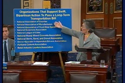 Senator Barbara Boxer (D-California) highlighting just a few of the associations supporting the DRIVE Act.