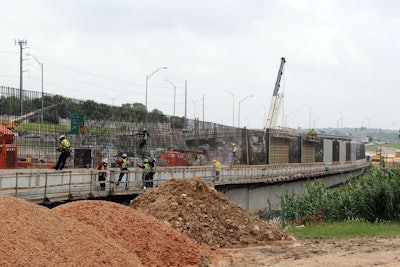 Crews work on sound wall 23 along the Southbound MoPac. Photo Credit: Central Texas Regional Mobility Authority.