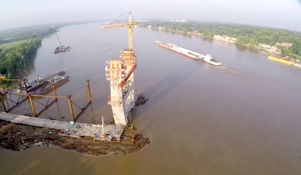 Ohio River River Bridges drone progress
