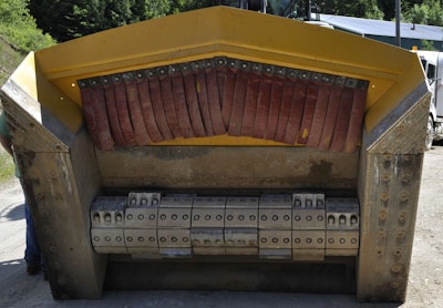 A look at the underside of a linear crusher.