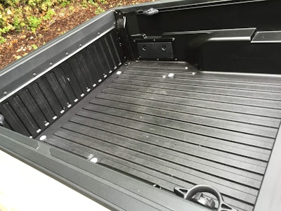 Composite bed is standard as is easy-lowering tailgate and deck rail tie-down system.