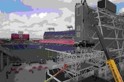 NASHVILLE, Tenn. (August 18, 2015) – This might just be the perfect tailgating spot for this weekend’s upcoming Tennessee Titans preseason game against the St. Louis Rams. Nissan enlisted a heavy-duty crane to lift an all-new 2016 Nissan TITAN XD full-size pickup into a special “reserved” parking space next to the video scoreboard at the newly named Nissan Stadium in downtown Nashville, Tenn.