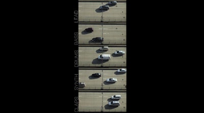 A screen shot from Jarbas Agnelli’s video using traffic patterns to create a musical arrangement.