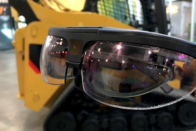 A pair of augmented reality goggles Cat is using as part of its efforts to develop an app that assists technicians with the servicing and inspections of machines in real time.