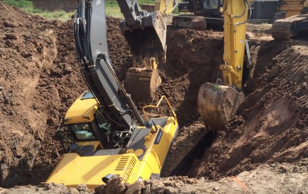 Excavator deep hole rescue