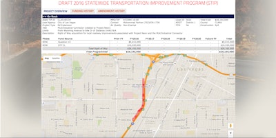 A screenshot from the new NDOT road projects website that shows what information is available for each individual project.