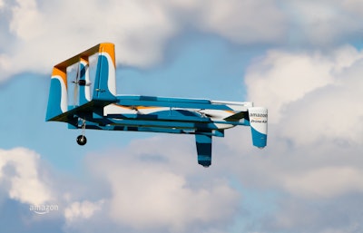 Amazon’s new hybrid delivery drone design can reach speeds of up to 55 mph.