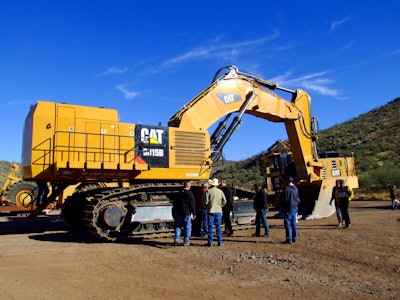 The 6015B hydraulic shovel on display at Caterpillar Surface Mining New Product Days in Tucson. Demand for mining equipment like the 6015B has taken a significant hit at Cat.