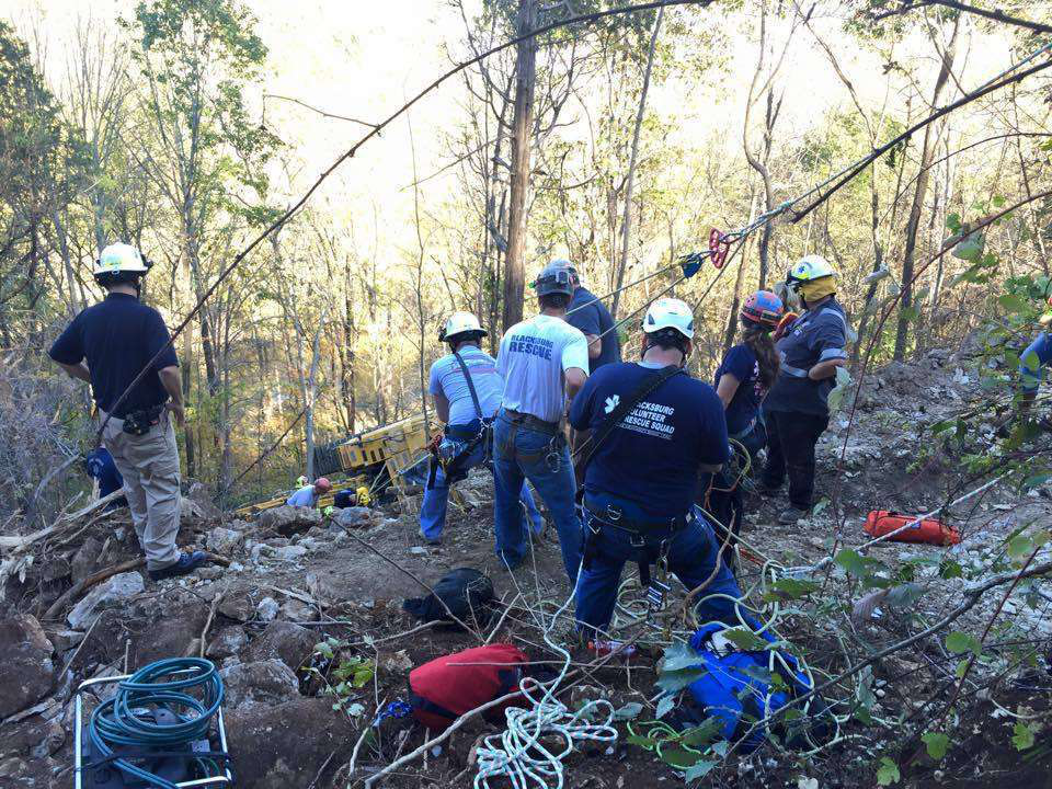 Excavator overturns Virginia Faulconer