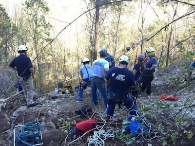 Excavator overturns Virginia Faulconer