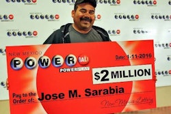 Sarabia with his big check.