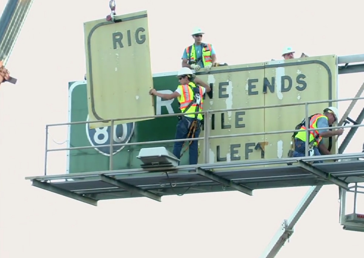 Watch Caltrans install new, safer retroreflective signs Equipment World