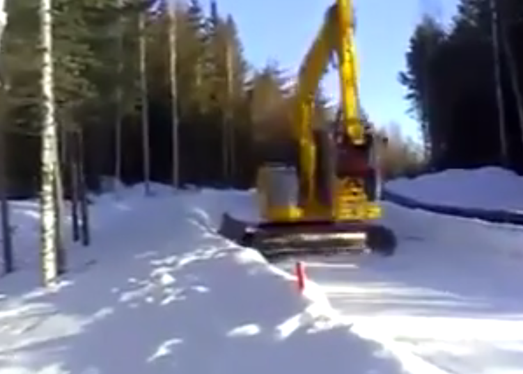 Excavator sledding