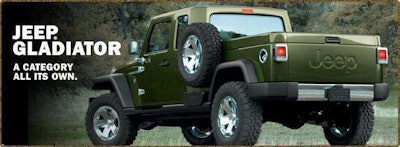 Jeep’s concept pickup, Gladiator, debuted at the Detroit Auto Show in 2005.