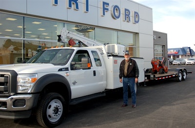 Ron Hunsche, Ron Hunsche Excavating, takes delivery of his Contractor’s Dream Package at Tri Ford in Highland, Illinois.