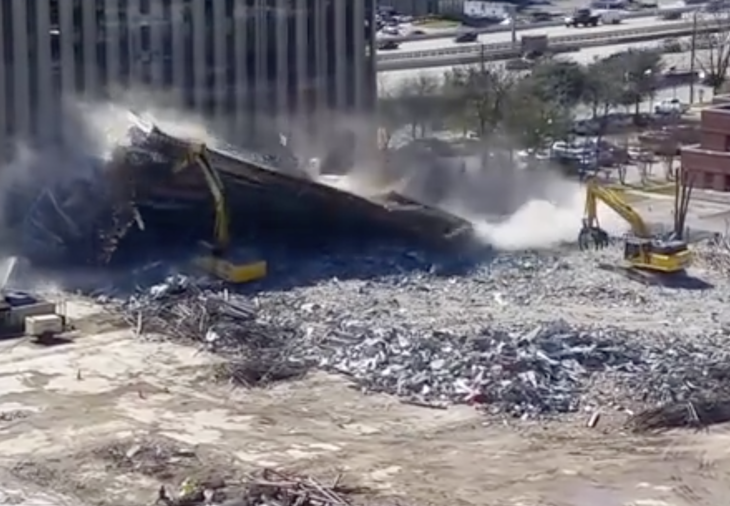 Houston parking garage collapse demo