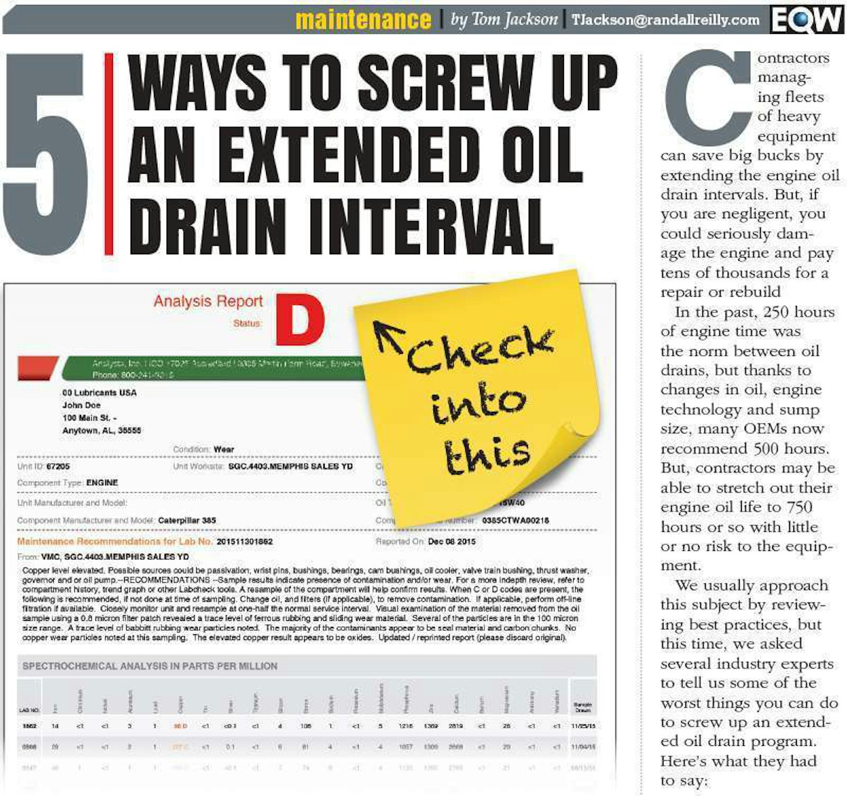 5 Ways To Screw Up An Extended Oil Drain Interval Equipment World