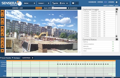 A jobsite view from Sensera’s cloud service.