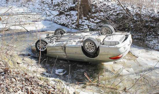 overturned car