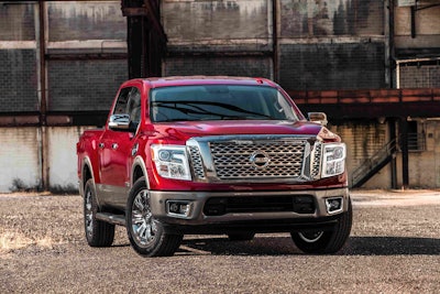 CHICAGO (Feb. 11, 2016)  Nissan TITAN will be available in 4x2 or 4x4 drive configurations with three cabin configurations  Crew Cab, King Cab and Single cab  and three bed lengths  5.5, 6.5 and 8 feet. Similar to TITAN XD, TITAN will be available in five trim levels  S, SV, PRO-4X, SL and Platinum Reserve. The TITAN will be powered by Nissans 5.6-liter Endurance® V8 gasoline engine capable of 390 horsepower and 401 lb.-ft. of torque. This engine will be mated to a 7-speed automatic transmission. A V6 gasoline engine will also be available (details to be announced at a later date).