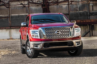 CHICAGO (Feb. 11, 2016)  Nissan TITAN will be available in 4x2 or 4x4 drive configurations with three cabin configurations  Crew Cab, King Cab and Single cab  and three bed lengths  5.5, 6.5 and 8 feet. Similar to TITAN XD, TITAN will be available in five trim levels  S, SV, PRO-4X, SL and Platinum Reserve. The TITAN will be powered by Nissans 5.6-liter Endurance® V8 gasoline engine capable of 390 horsepower and 401 lb.-ft. of torque. This engine will be mated to a 7-speed automatic transmission. A V6 gasoline engine will also be available (details to be announced at a later date).
