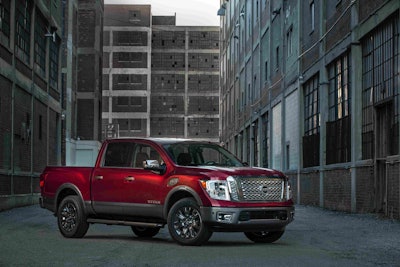 CHICAGO (Feb. 11, 2016)  Nissan TITAN will be available in 4x2 or 4x4 drive configurations with three cabin configurations  Crew Cab, King Cab and Single cab  and three bed lengths  5.5, 6.5 and 8 feet. Similar to TITAN XD, TITAN will be available in five trim levels  S, SV, PRO-4X, SL and Platinum Reserve. The TITAN will be powered by Nissans 5.6-liter Endurance® V8 gasoline engine capable of 390 horsepower and 401 lb.-ft. of torque. This engine will be mated to a 7-speed automatic transmission. A V6 gasoline engine will also be available (details to be announced at a later date).
