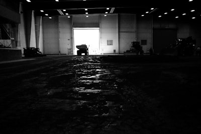 Caterpillar’s Peoria Proving Ground features a larger version of the indoor demonstration arena found at its Edwards facility, pictured here. Photo credit: Wayne Grayson