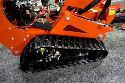 The CX trencher’s longer right track.