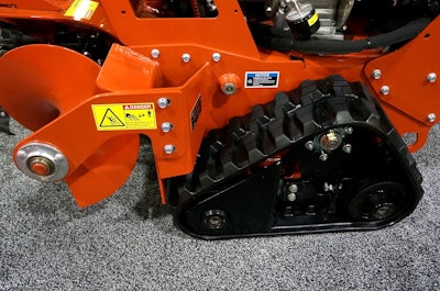 A CX trencher’s shorter left track.