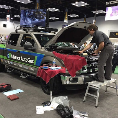 Alliance AutoGas performed a live conversion of a 2016 Ford F-150 this week at the Work Truck Show.