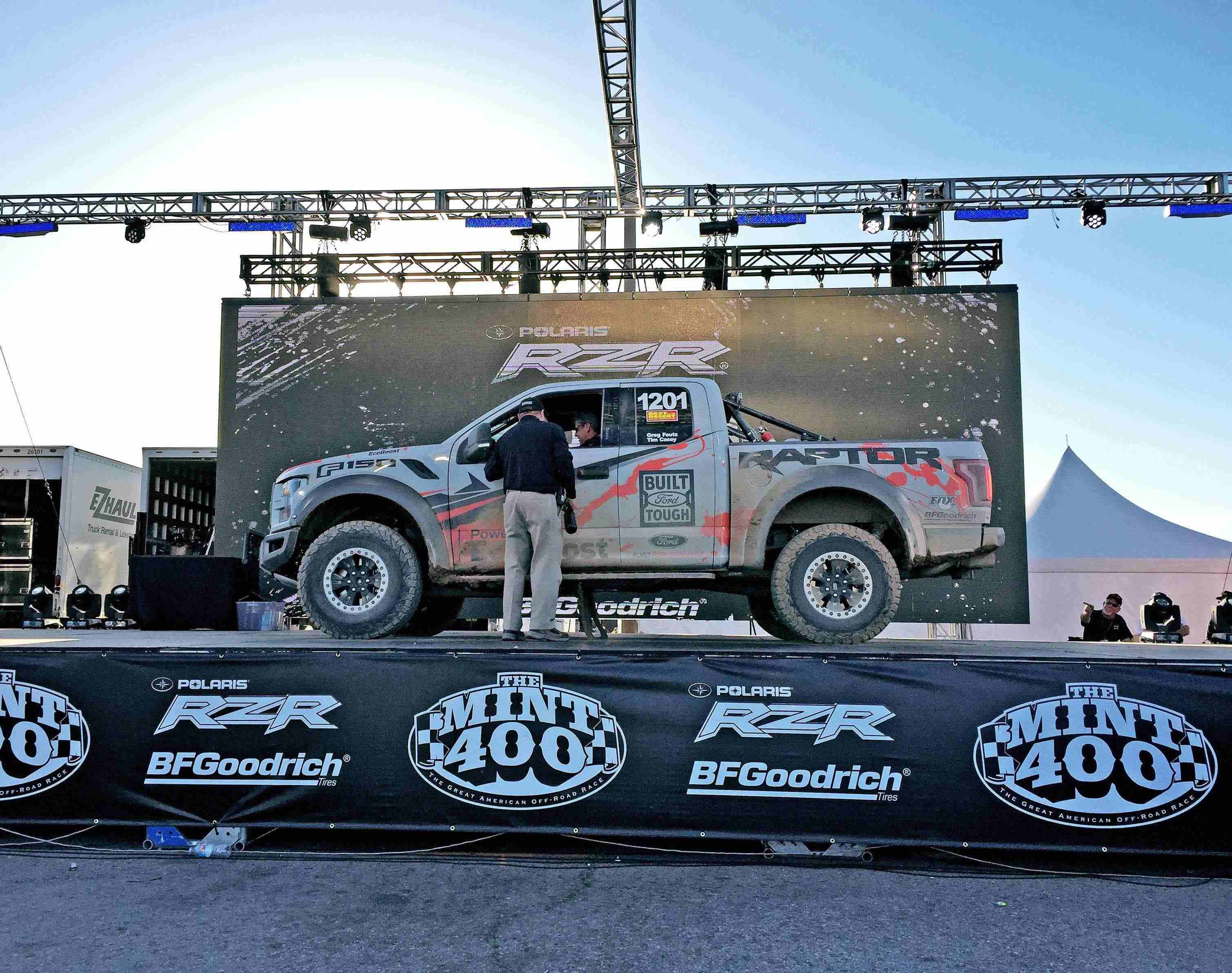 The all-new Ford F-150 Raptor race truck finishes on the podium at the Best in the Desert Mint 400 off-road race in Primm, Nev., March 12, 2016.