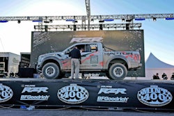 The all-new Ford F-150 Raptor race truck finishes on the podium at the Best in the Desert Mint 400 off-road race in Primm, Nev., March 12, 2016.