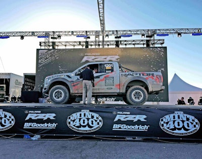 The all-new Ford F-150 Raptor race truck finishes on the podium at the Best in the Desert Mint 400 off-road race in Primm, Nev., March 12, 2016.