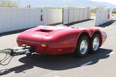 While being towed by a Super Duty truck, Ford’s new dyno sled simulates climbing steep hills.